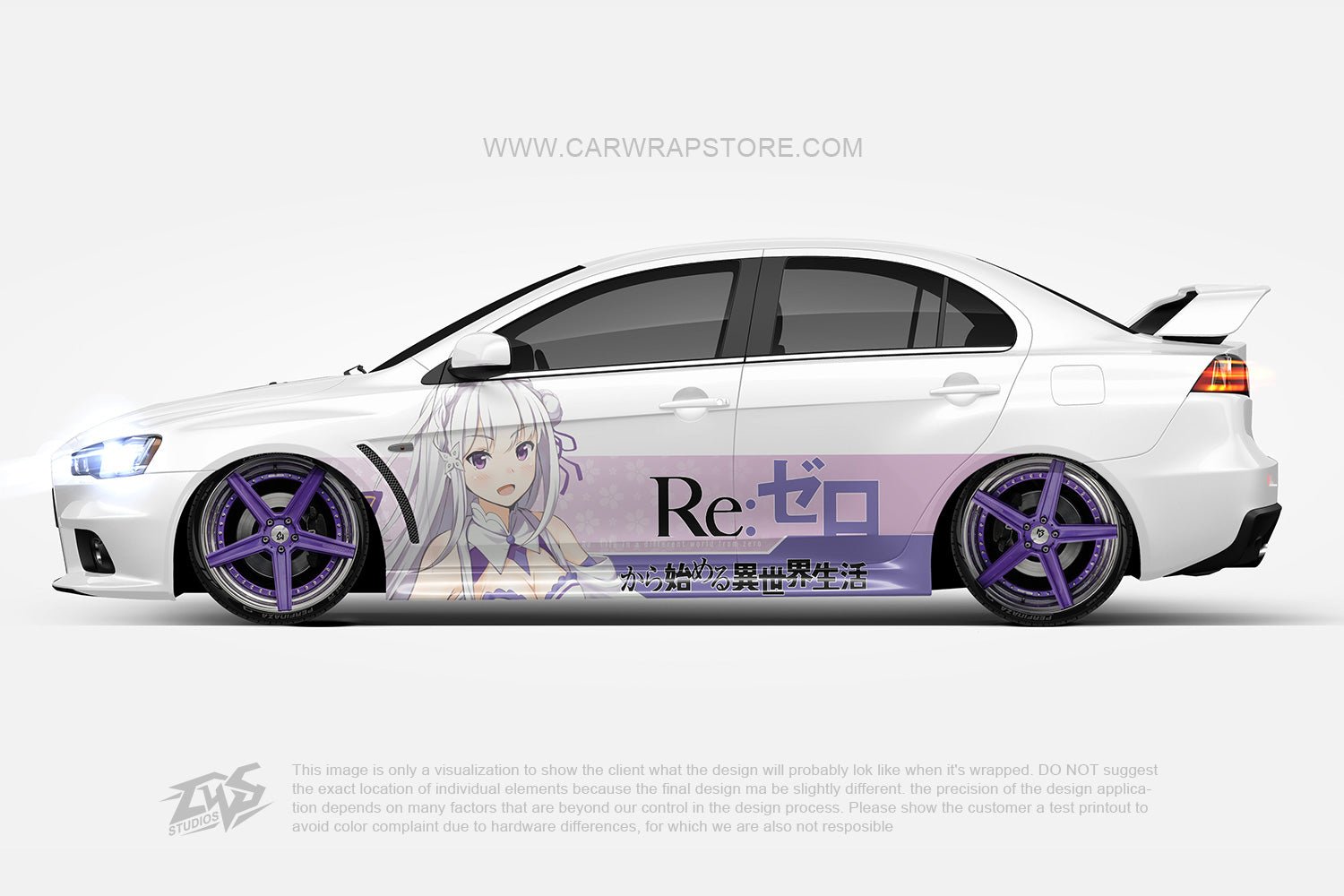 Emiria Re:Zero -Death or Kiss- ITASHA anime car wrap vinyl stickers Fit  With Any Cars