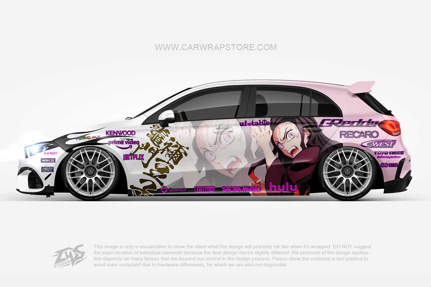 Kamado Nezuko Demon Slayer Itasha Anime Car Wrap Vinyl Stickers Fit 